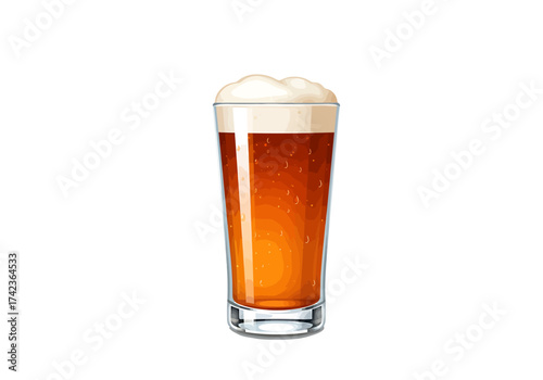Tall Glass of Amber Beer with Foam