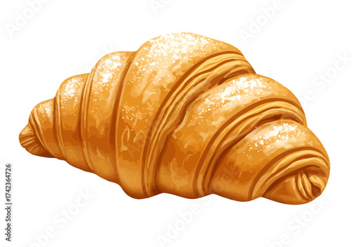 Delicious Illustrated Croissant on White