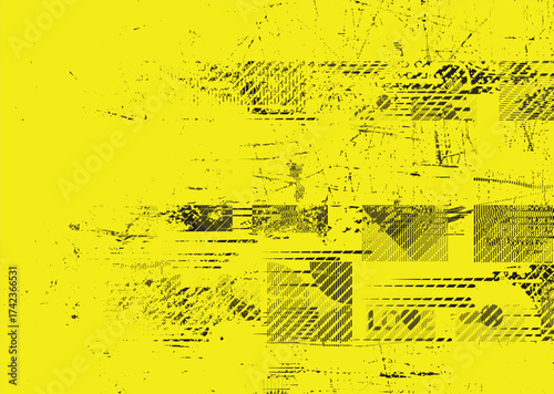 Glitch distorted geometric shape . Noise destroyed logo . Trendy cyber punk poster . Glitched frame .Grunge textured . Distressed effect .Vector shapes with a halftone dots screen print texture.