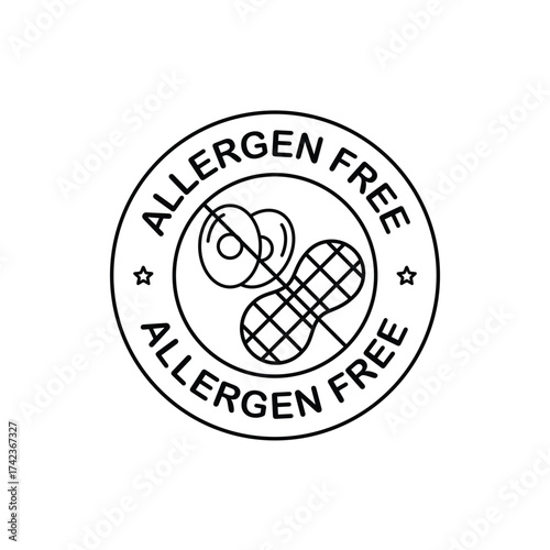 Allergen Free Food Label Featuring Nuts and Seeds in Simple Line Art Style