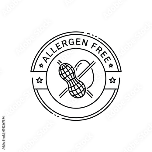 Peanut allergen free food symbol illustration for package labeling requirements for allergy awareness