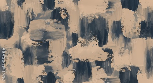 Abstract Brushstroke Texture A Seamless Artistic Pattern in Navy and Beige