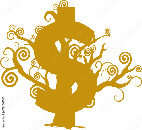 dollar sign  tree logo 