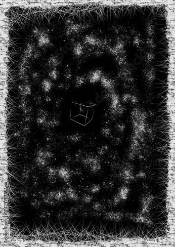 black and white frame, galaxy sky white and black