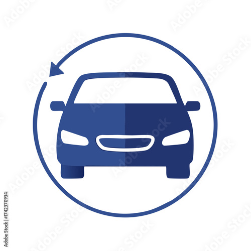 Automotive service icon with car and circular arrow representing maintenance or repair