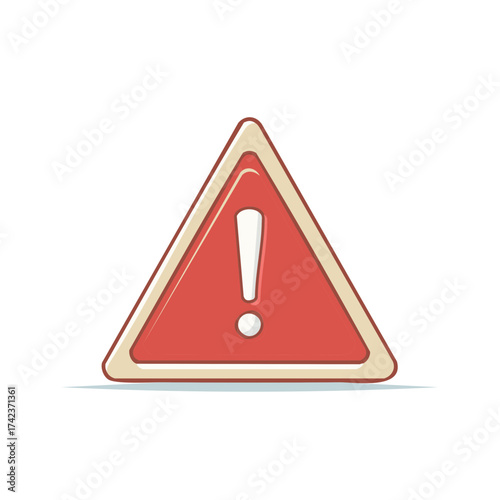 Stylized Red Triangle Warning Sign Icon with Exclamation Point