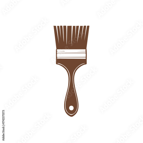 Stylized Brown Paintbrush Vector Icon for Art Painting Home Improvement and DIY Projects