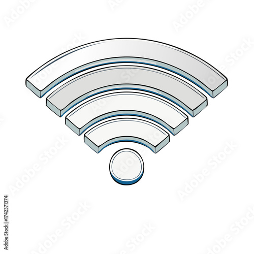 Isometric view of the WiFi signal icon, a symbol of connectivity, isolated