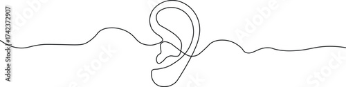 Listen closely with a minimalist touch, continuous line art for hearing awareness and artistic expression in modern designs plus promoting hearing health initiatives
