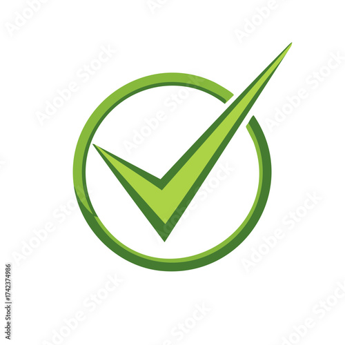 Green Check Mark Inside Circle Symbol for Approval and Success