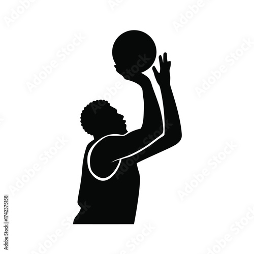 Basketball player silhouette vector illustration action shot scalable eps icon for sports graphics and design projects silhouette White background