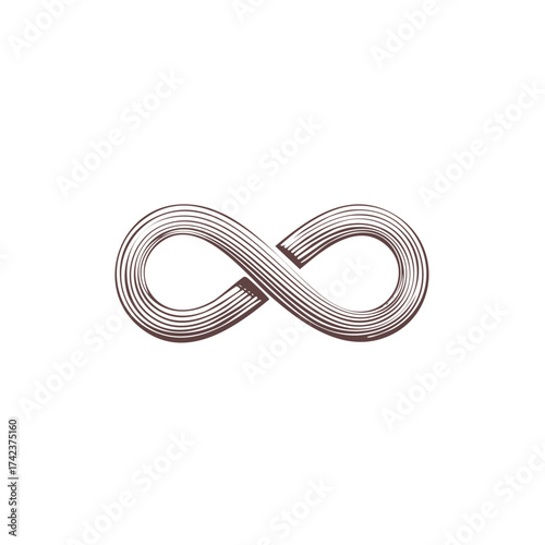 Stylized infinity symbol with classic engraved line art texture representing eternity and endless possibility
