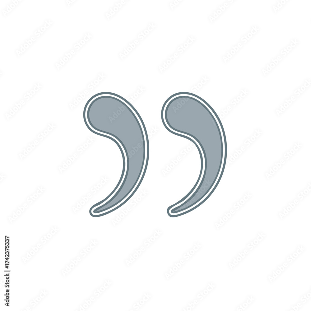 Naklejka premium Double Quote Marks Gray with Thin White Stroke for Typography and Design Elements
