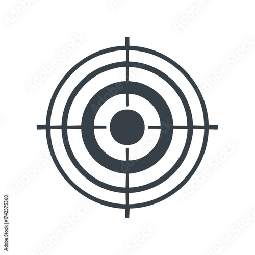 Simple flat vector icon of a target with crosshairs for goals and precision