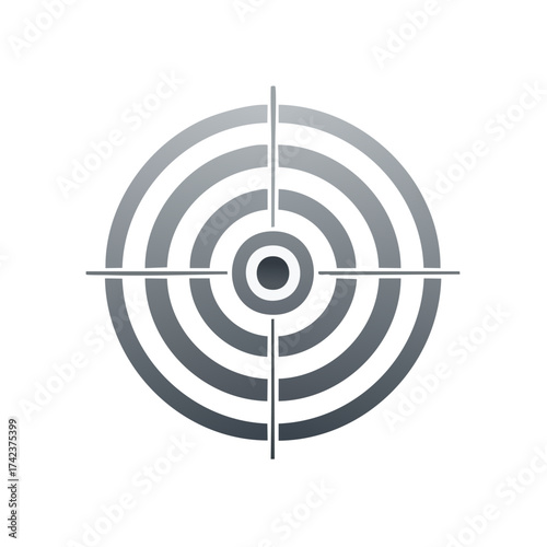 Target Icon with Concentric Circles and Crosshairs Isolated