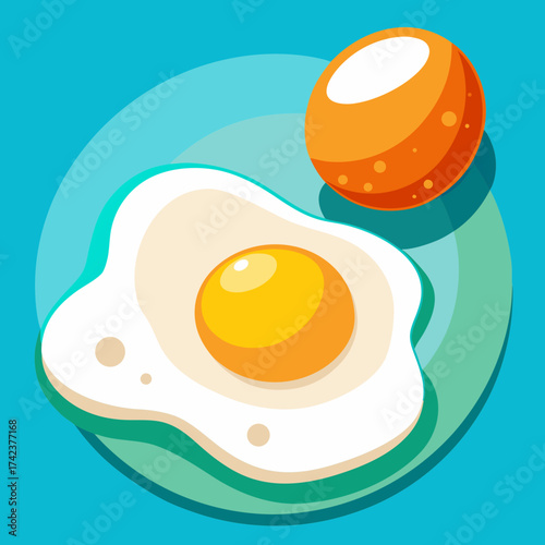 Digital Illustration of Fried Egg