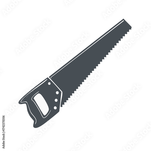 Hand saw graphic illustration. Carpentry tool, isolated design element.