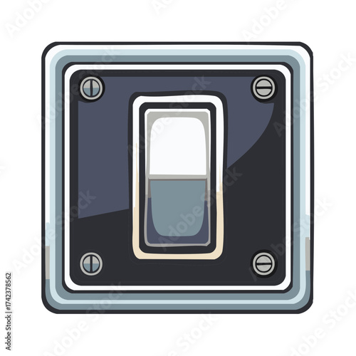 Retro Style Light Switch Vector Illustration Electrical Power Toggle Device