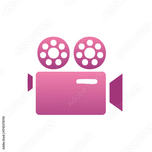 Retro Film Camera Icon in Pink Gradient Media Production Symbol