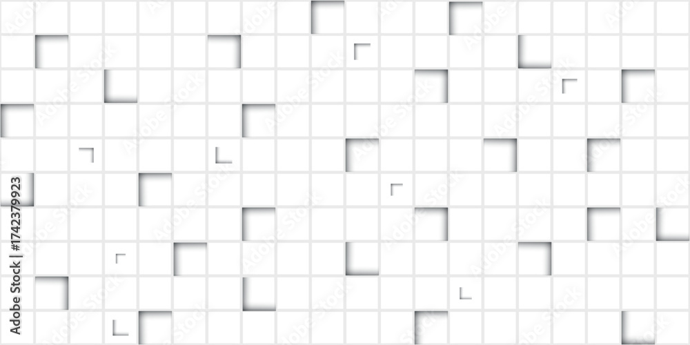 Fototapeta premium Abstract square white and gray color background.