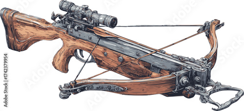 comic style illustration of crossbow