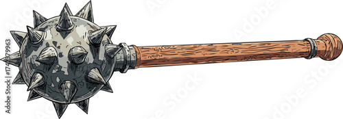 comic style illustration of medieval mace