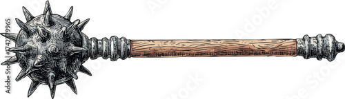 comic style illustration of medieval mace