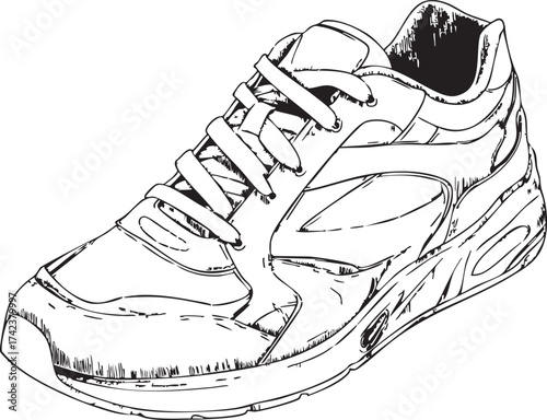 isolated outline illustration of sneaker 