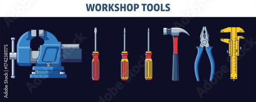 Illustration showing a variety of different hand held instruments bundle design