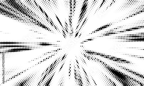 Comics background. Abstract lines backdrop. Shading sun rays. Design frames for title book. Texture explosive polka. Beam action. Pattern motion flash. Rectangle fast boom zoom. Vector illustration