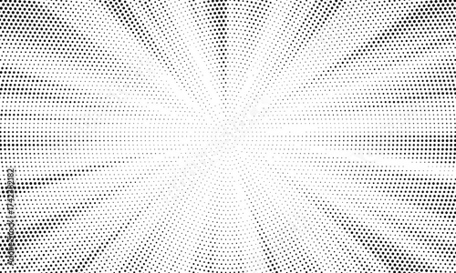 Abstract halftone sunburst background. Pop art comic book strip cover design. Explosion, isolated retro style comics radial background.