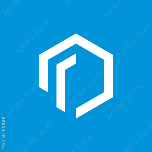 letter F hexagon line bold.eps