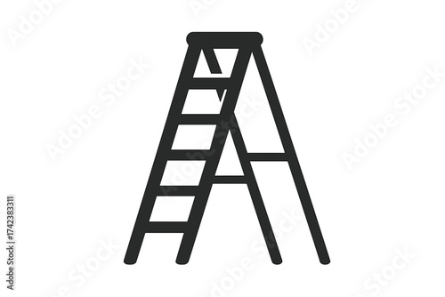 Step ladder vector icon. Folding stepladder silhouette for construction, repair, and renovation. Household tool symbol for climbing and work. Graphic equipment illustration.