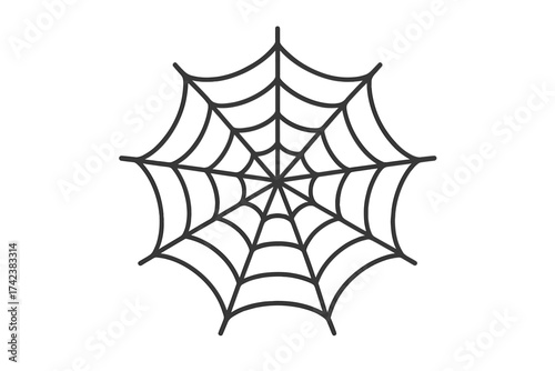 Spider web vector icon. Cobweb illustration for Halloween design. Spooky, scary, horror graphic element. Symbol of trap, nature, network. Isolated line art silhouette.