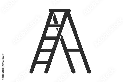 Step ladder icon vector illustration. Folding stair for construction, renovation, or household work. Climb equipment tool symbol. Simple flat graphic sign for web and print.