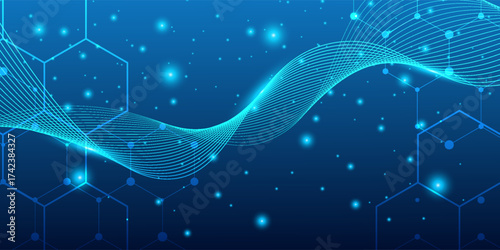 Glowing lines background. Abstract geometric modern lines. Particles dynamic line flow. Glittering dust of lights. Graphic concept for your design