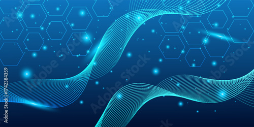Glowing lines background. Abstract geometric modern lines. Particles dynamic line flow. Glittering dust of lights. Graphic concept for your design