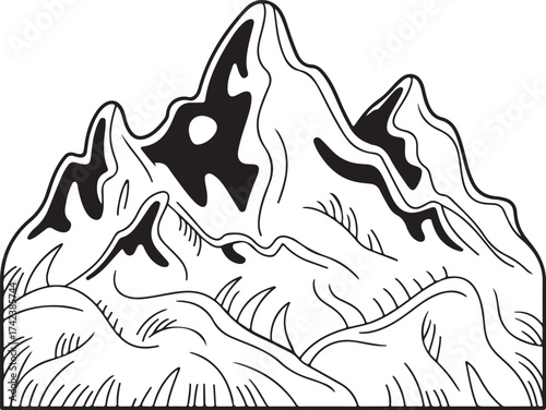 Mountain Range Drawing Illustration Peaks Landscape Sketch