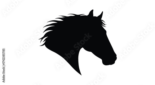Majestic horse head silhouette powerful equine profile wild animal spirit graceful strength dynamic motion isolated on white background silhouette design isolated on white background
