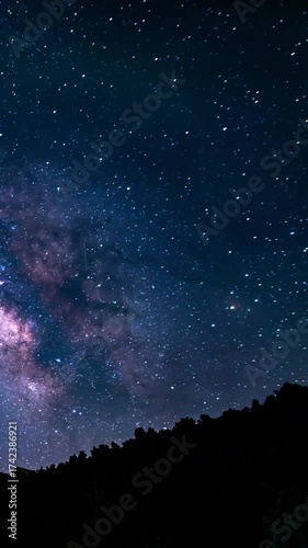 Vertical Milky Way Galaxy Astrophotography Southeast Sky Above Los Padres Forest California Time Lapse