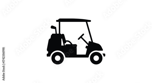 Golf cart silhouette with clubs ready for a day on the green isolated on white background silhouette design isolated on white background