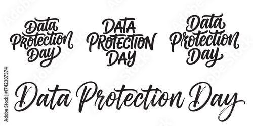 Elegant Data Protection Day Word Art Designs Celebrating Privacy Awareness and Security Emphasis with Artistic Calligraphy