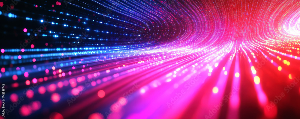 Obraz premium Vibrant Abstract Light Streaks and Colorful Digital Waves