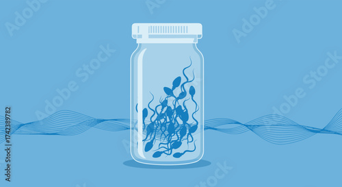 A unique jar containing many sperm samples ready for fertility treatment.