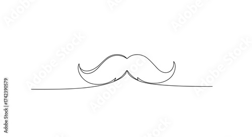 Minimalist line art of a mustache in simple design  