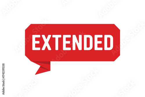 Red ribbon banner with the word extended