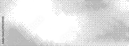 Abstract halftone gradient background with pixelated bitmap texture. Retro digital pattern for cyber, tech, poster, modern design. 8-bit video game style