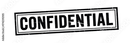 Black and white stamp graphic declaring information as confidential