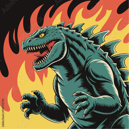 Wallpaper Mural Giant green monster with sharp teeth and claws. Torontodigital.ca