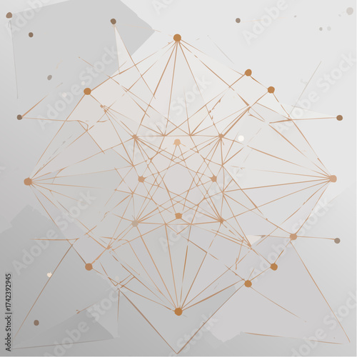 Abstract network of interconnected nodes and lines forming a complex geometric structure.